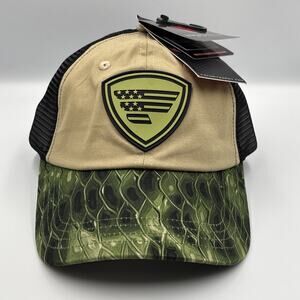 Favorite Brand Fishing Benchmark Mesh Snapback Cap Hat Tan Black NWT